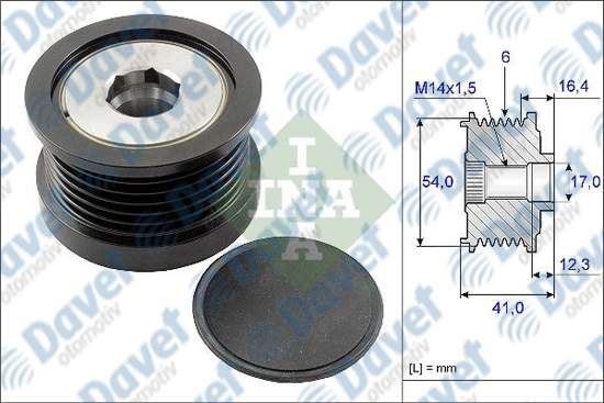 INA 535025910 Alternator Kasnagi Fiat Egea 1.6d 15> 500l 500×1.6d Multijet 12>Kuga I 2.0tdci Focus Ii 05-12  C-Max 07-10 1.6tdci S40 Ii C30 1.6d